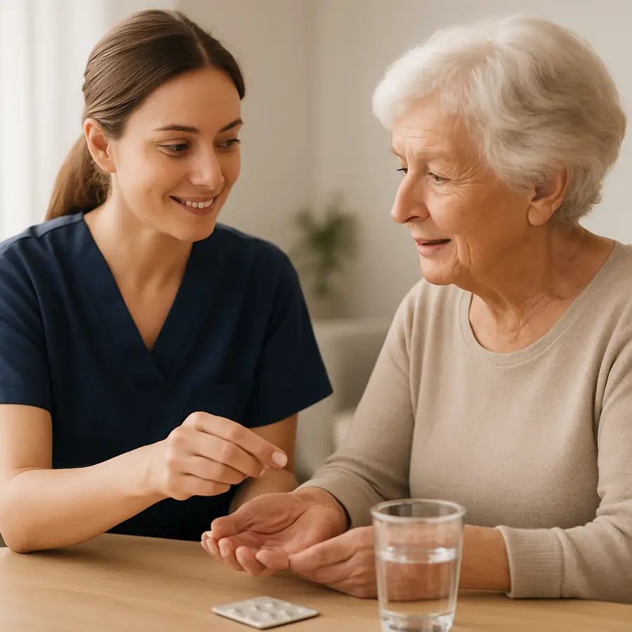 Betna carer delivering medication support